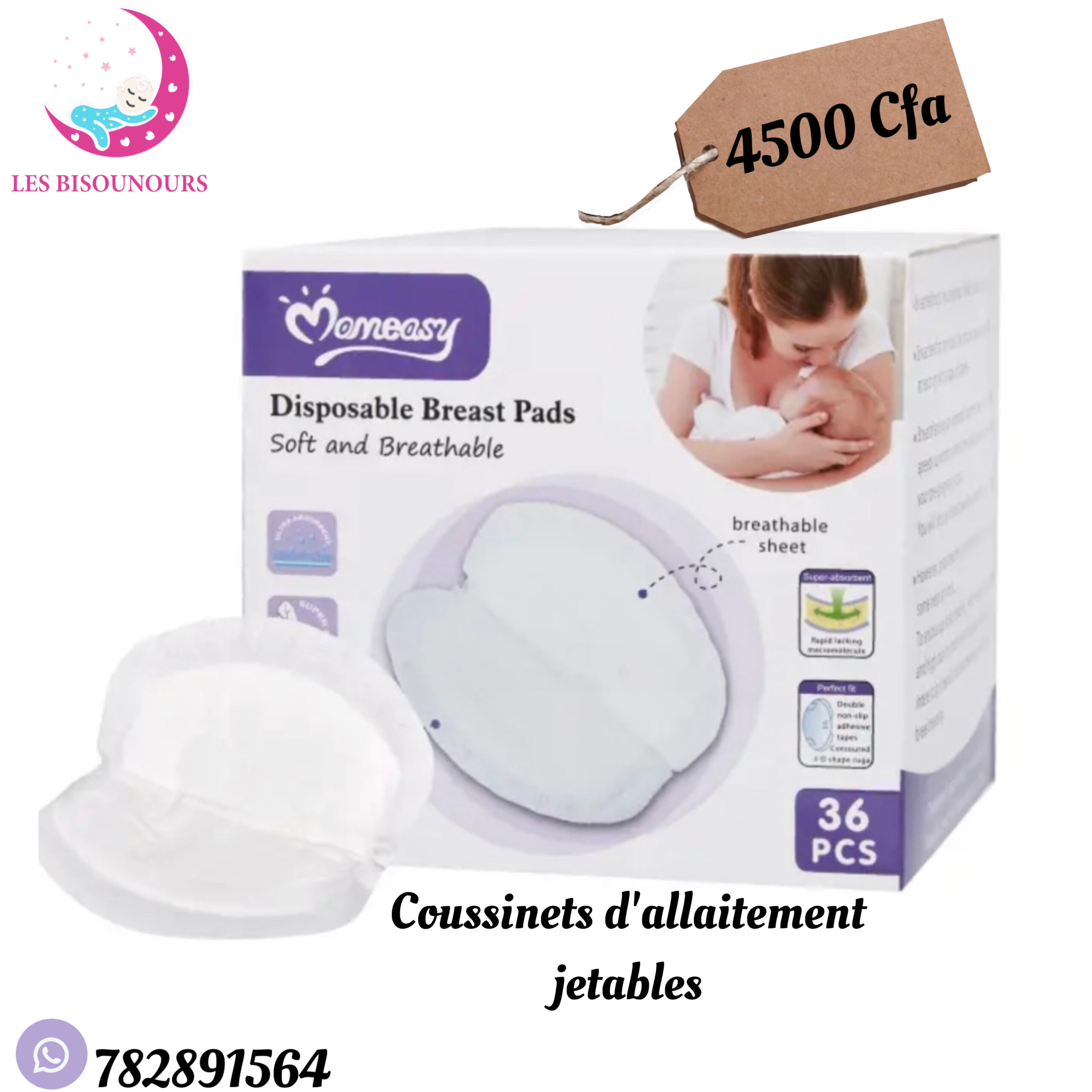 coussinets d'allaitement jetables momeasy